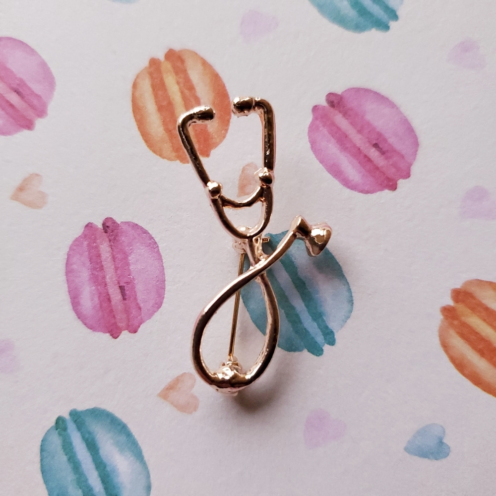 *NWOT Rose Gold Stethoscope Brooch Pin - Picture 4 of 4